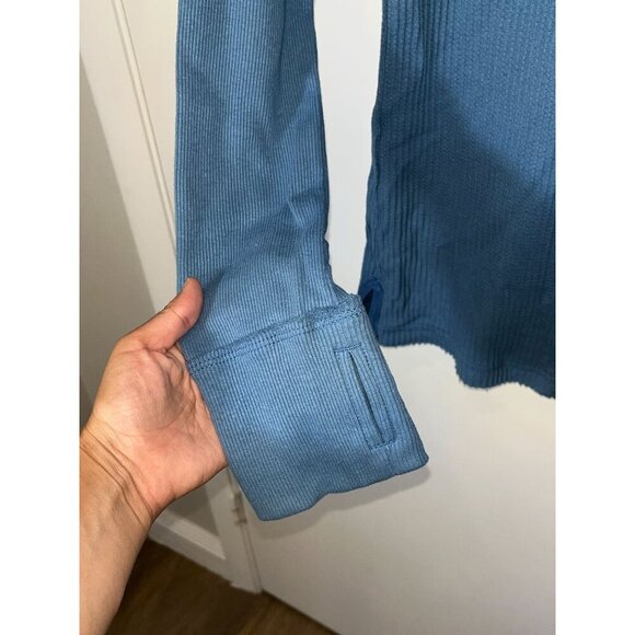 Free People We The Free Blue Ribbed Long Sleeve Tunic Top S - Picture 6 of 12